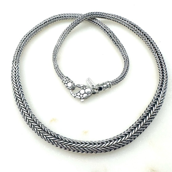 Sarda Balinese Tulang Naga Tapered Snake Chain Link Sterling Silver Necklace - Picture 15 of 15